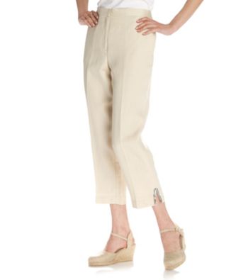 Ruby Rd.® Embellished Linen Capri