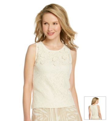 Ruby Rd.® Scoop Neckline Flower Applique Lace Top
