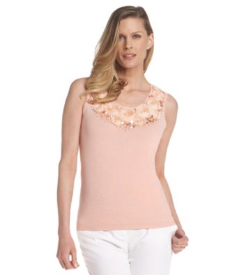 Ruby Rd.® Scoop Neckline Rosette Sequin Sweater