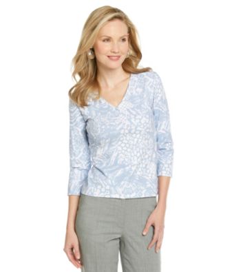 Ruby Rd.® V-Neckline All Over Script Print Top