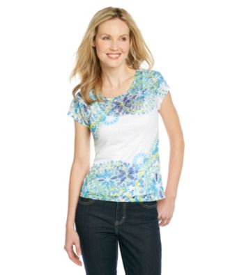 Ruby Rd.® Scoop Neckline Front Print Burnout Top