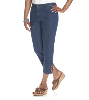 Ruby Rd.® Denim Button Cuff Capri