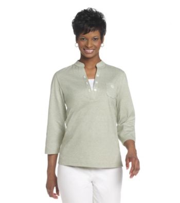 Cathy Daniels® Mandarin Collar with Half Button Up Closure Top