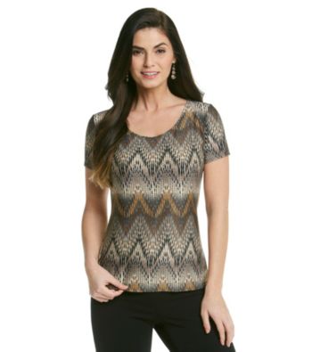 Notations® Crewneck Chevron Print Tee