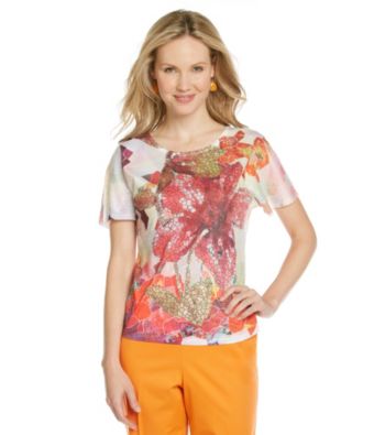 Breckenridge® Petites' Hibiscus Mosaic Sublimation Tee