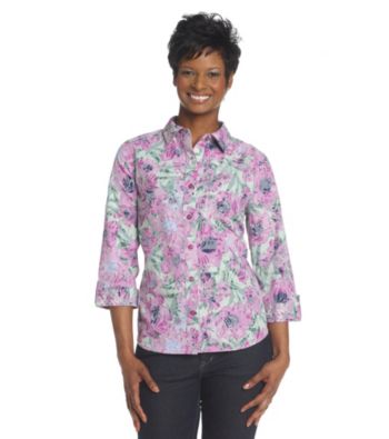 Breckenridge® Petites' lilac Shimmer Floral Burnout Woven Shirt