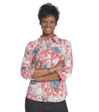 Breckenridge® Petites' Energy Red Tiger Lilies Burnout Woven