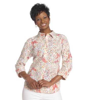Breckenridge® Petites' Sugarwater Butterflies Burnout Woven Shirt
