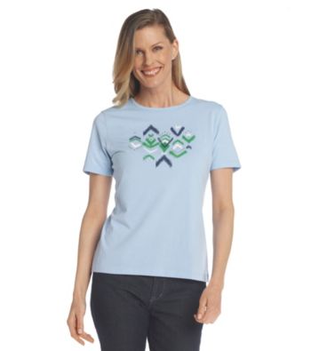 Breckenridge® Petites' Blue Grotto Crew Embellished Tee