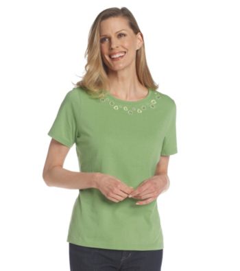 Breckenridge® Petites' Shamrock Green Crew Embellished Tee