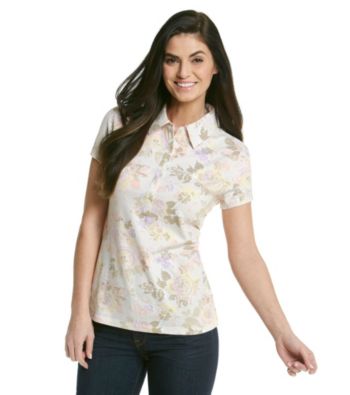 Gloria Vanderbilt Rose Print Short Sleeve Polo