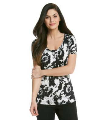 Laura Ashley® Smudge Floral Scoopneck Top
