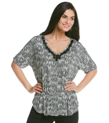 Laura Ashley Petites' Ikat Print Peplum Top