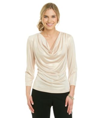 MSK® Drapeneck Shimmer Top
