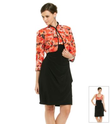 MSK® Mandarin Collar Printed Jacket Dress