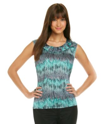 Kasper® Ruched Scoopneck Printed Cami