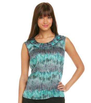 Kasper® Plus Size Ruched Scoopneck Printed Cami