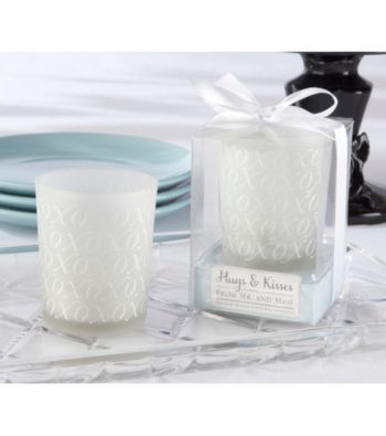 Kate Aspen Hugs and Kisses Frosted glass Tealight Holder