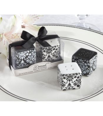 Kate Aspen Damask Ceramic Salt and Pepper Shakers