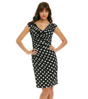 Ronni Nicole® Drapeneck Dot Print Knit Dress