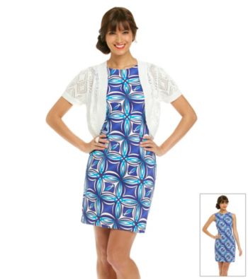 AGB® Print Dress with Sweater