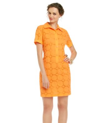 London Time® Eyelet Shirt Dress