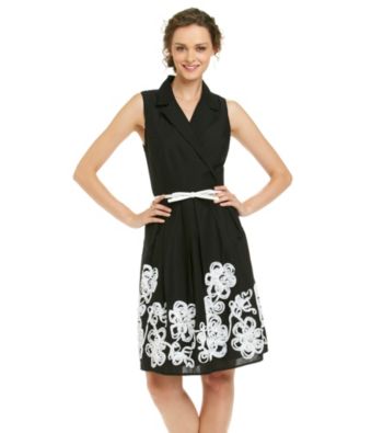 S.L. Fashions® Appliqued Floral Shirt Dress