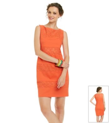 S.L. Fashions Lace Stripe Sheath Dress