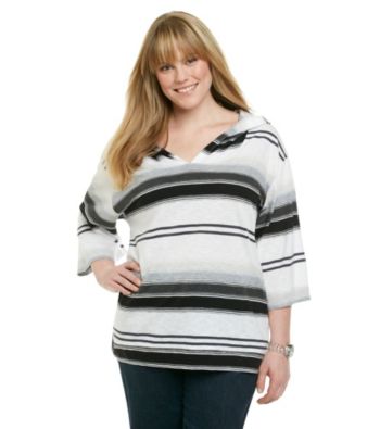 Calvin Klein Performance Plus Size Multi Striped Poncho with Hood