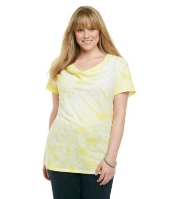 Calvin Klein Performance Plus Size Short Sleeve Tie-Dye Drapeneck Tee