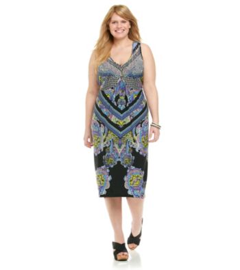 Oneworld® Plus Size Sleeveless Dress with Sequins