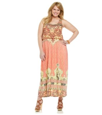 Oneworld® Plus Size Scoopneck Sleeveless Maxi Dress With Embellished Front
