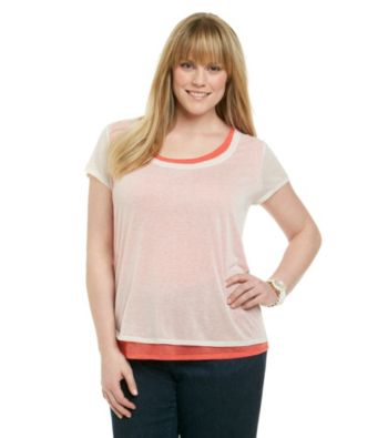 DKNY JEANS® Plus Size Sheer Double Layered Sleeveless Scoopneck Top