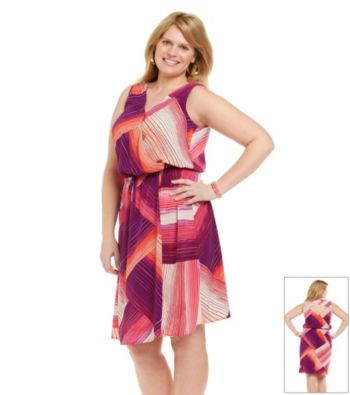 DKNY JEANS® Plus Size Multi-Striped Sleeveless Dress