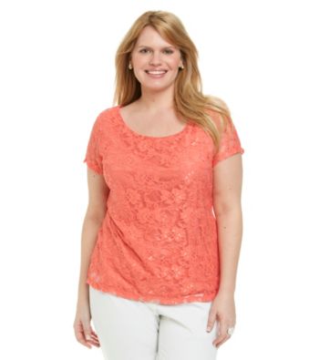 Fever™ Plus Size Scoopneck Lace Top