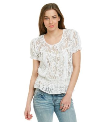Nine West Vintage America Petites' Kacy Lace Peasant Top