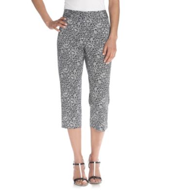 Rafaella® Petites' Printed Black And White Sateen Crop Pants