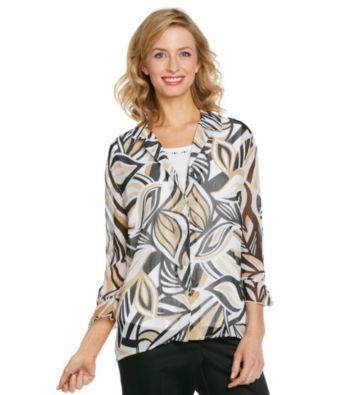 Alfred Dunner® Petites' Point Collar Front Buttonup Layered-Look Shirt