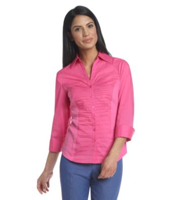 Zac & Rachel® Petites' Solid Woven Buttonfront Shirt
