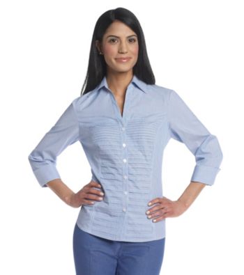 Zac & Rachel® Petites' Stripe Woven Buttonfront Shirt