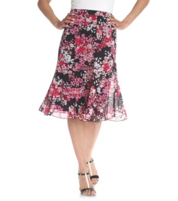 Notations® Petites' Vivianne Floral Print Skirt