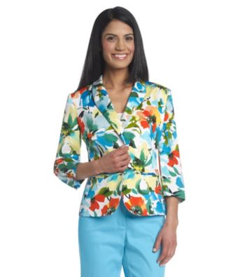 Notations® Petites' One Button Malibu Print Jacket