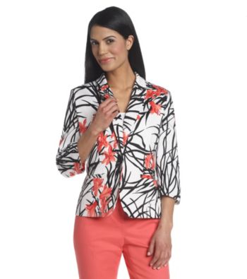 Notations Petites' One Button Gordonsville Print Jacket