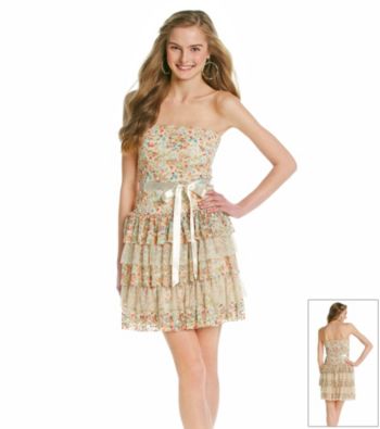 As U Wish® Juniors' Printed Lace Tiered Dress