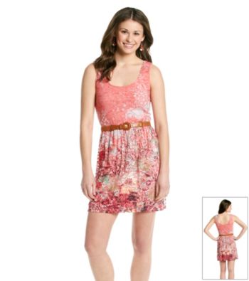 As U Wish® Juniors' Printed Lace Tank Dress