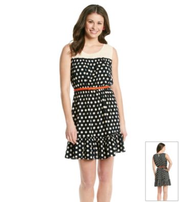 A. Byer Juniors' Polka Dot Ruffle Tank Dress