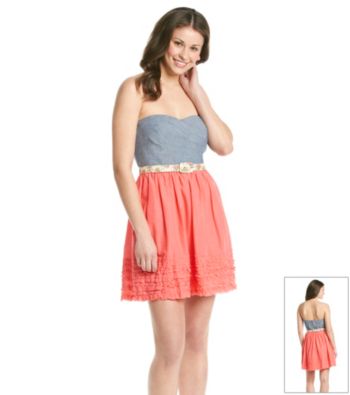 Trixxi® Juniors' Strapless Ruffle Party Dress