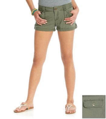 Blue Spice® Juniors' Twill Roll Cuff Cargo Shorts