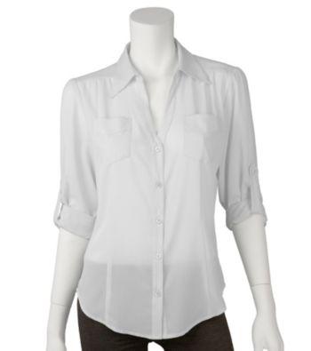 A. Byer Juniors' Tab Sleeve Woven Top