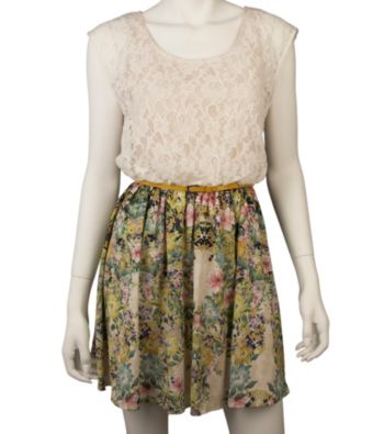 A. Byer Juniors' Floral Print Lace Dress